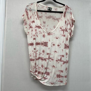 Women's H by bordeaux Tie Dye T-Shirt Size M White Pink